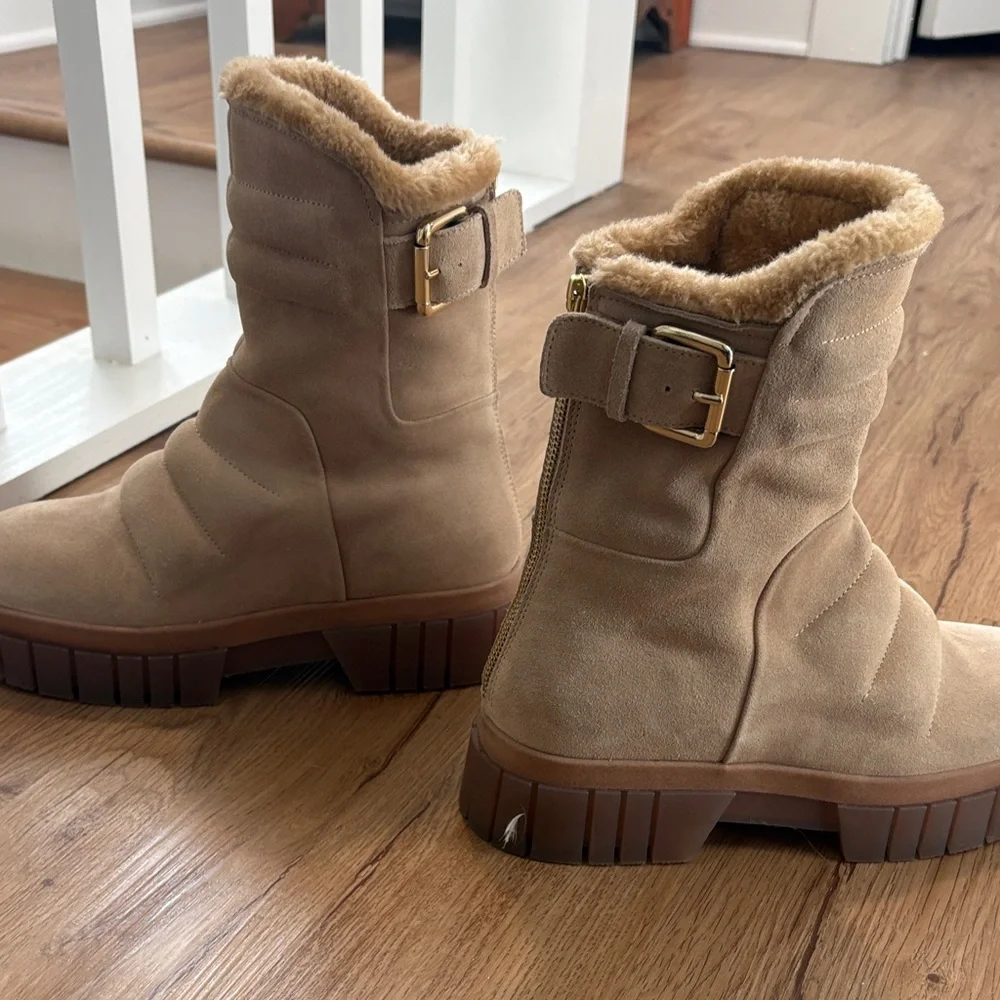 Free People Tan Quilted Winter Boots
